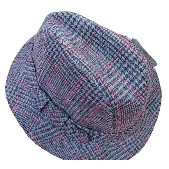 Vintage 80s Country Gentlemen Wool Fedora Hat Classiccore Gray Red Houndstooth - Picture 6 of 6
